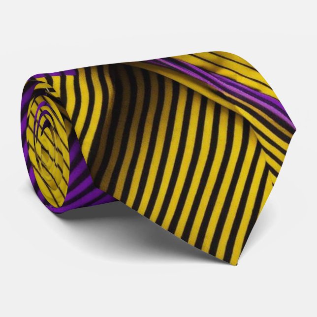 Watercolor Unique Luxury Gold Purple Print Tie (Rolled)