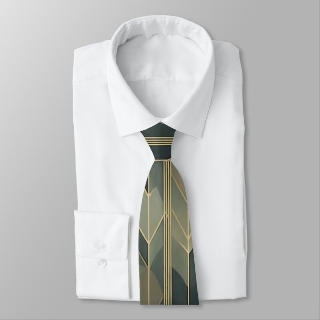 Watercolor Unique Luxury Grey Print Tie (Tied)