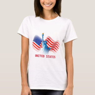 Watercolor United States Flag with Lady Liberty T-Shirt