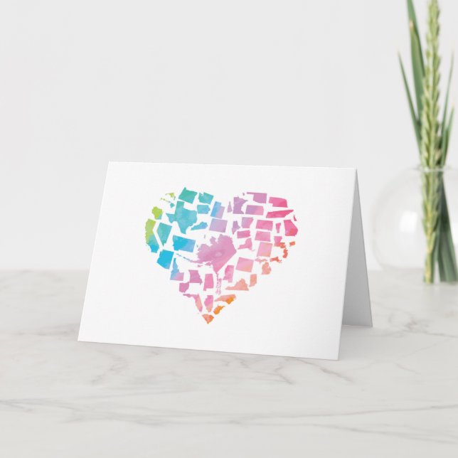 Watercolor United States Heart Card (Front)