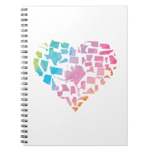 Watercolor United States Heart Notebook