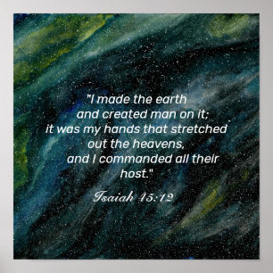 Watercolor Universe Isaiah Bible Verse Religious Poster