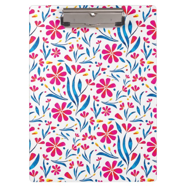 Watercolor Uplifting Floral Pattern Clipboard (Front)