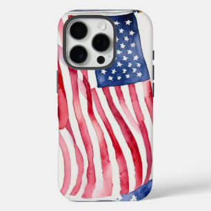 Watercolor US Flag iPhone 16 Pro Case