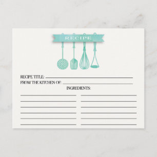 Watercolor Utensils Bridal Shower Recipe Cards