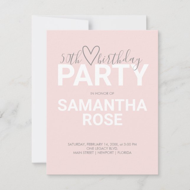 Watercolor Valentine 50th Birthday Party (Front)