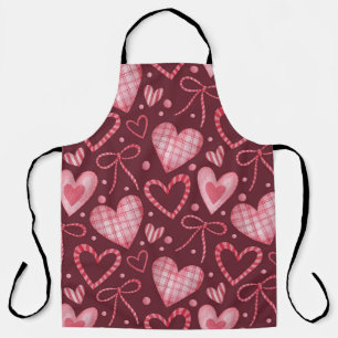 Watercolor Valentine: Burgundy Pink Apron