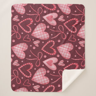 Watercolor Valentine: Burgundy Pink Sherpa Blanket