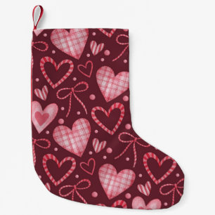 Watercolor Valentine: Burgundy Pink Small Christmas Stocking