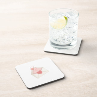 Watercolor Valentine Love Letter Envelope Coaster