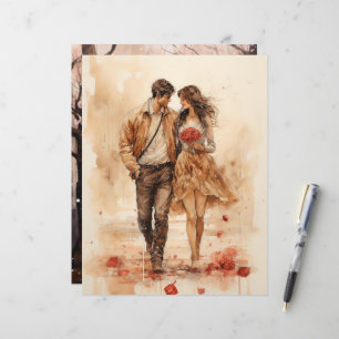 Watercolor Valentine’s Walk Paper Craft Cardstock
