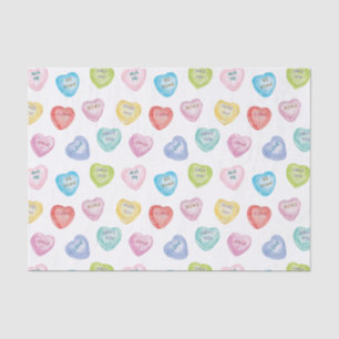 Watercolor Valentine's Day Conversation Hearts Tissue Paper