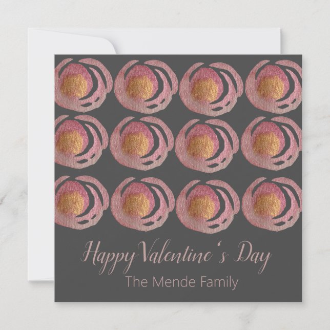 Watercolor Valentines Day Metallic Roses  (Front)