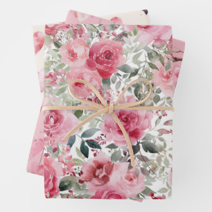 Watercolor Valentine's Day Pattern Wrapping Paper Sheet