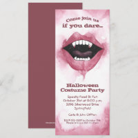 Watercolor Vampire Smile Halloween Invitations