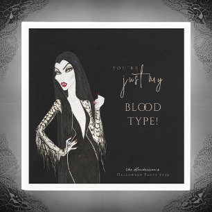 Watercolor Vampiress Fancy Halloween Black Napkin