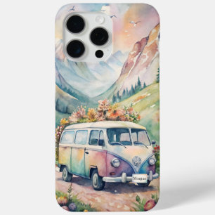 Watercolor Van with Custom License Plate Gift iPhone 15 Pro Max Case