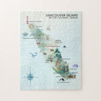 Watercolor Vancouver Island Map Art