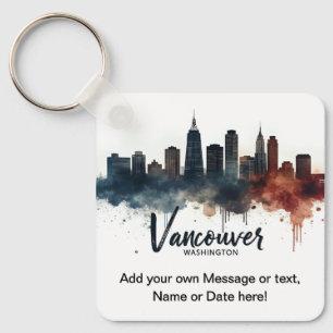 Watercolor Vancouver Washington State skyline Key Ring