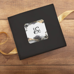 Watercolor Vanessa Black and White Initial Sticker