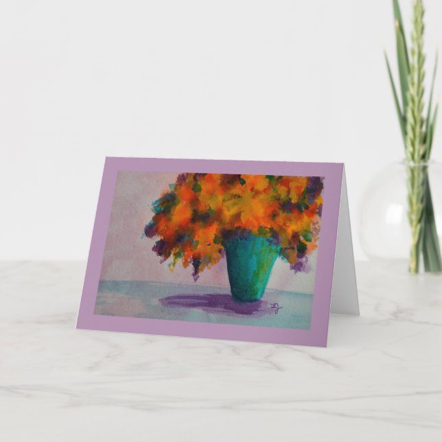 Watercolor Vase with Flowers Greeting Card (Front)