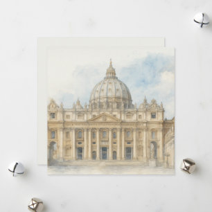 Watercolor Vatican St. Peter’s Basilica Italy Holiday Card