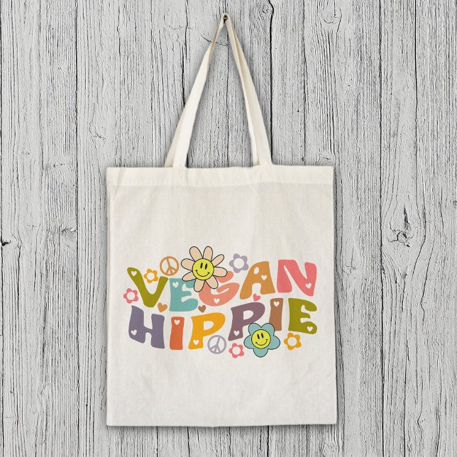 Watercolor  Vegan Trendy Flowers Retro  Tote Bag (Creator Uploaded)
