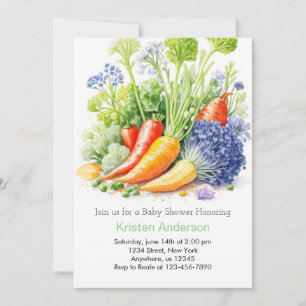 Watercolor Vegetable Bounty Baby Shower Invitation