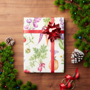 Watercolor Vegetable Garden Gift Wrap for Her