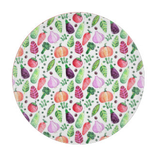 Watercolor Vegetable Garden Pattern Cutting Board