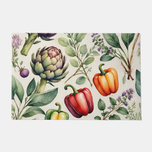 Watercolor Vegetable Garden Pattern Doormat