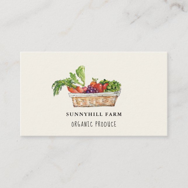 Watercolor Vegetable on off white Business Card (Front)