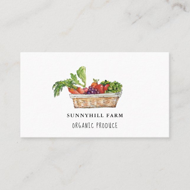 Watercolor Vegetable on White Business Card (Front)