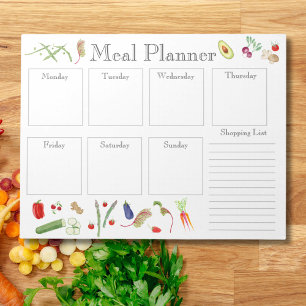 Watercolor Vegetables & Fruit Meal Planner Notepad