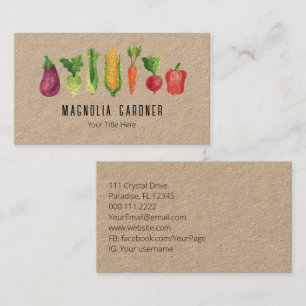Watercolor Vegetables Landscaping Gardener Business Card