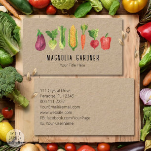 Watercolor Vegetables Organic Garden Farmer Market Business Card