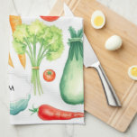 Watercolor vegetables pattern monogrammed tea towel<br><div class="desc">Watercolor vegetables pattern monogrammed kitchen towel.
Add your own monogram to personalise.</div>