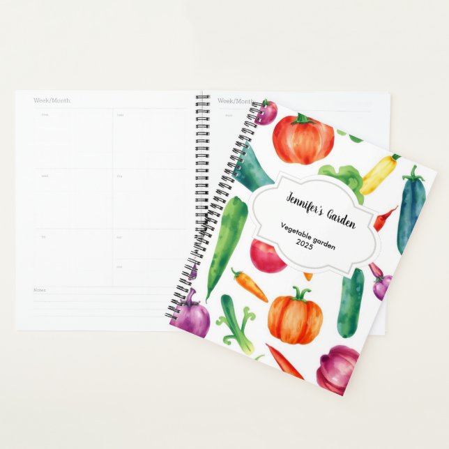 Watercolor vegetables pattern personal garden planner (Display)