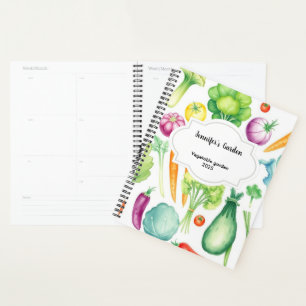 Watercolor vegetables pattern personal garden planner