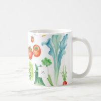 Watercolor vegetables veggie pattern monogrammed