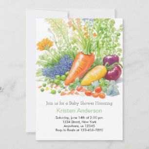 Watercolor Veggie Harvest Baby Shower Invitation