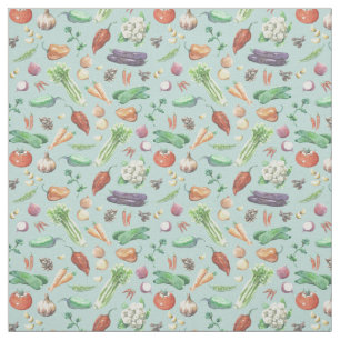 Watercolor Veggies & Spices Pattern Fabric
