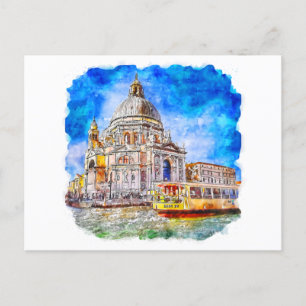Watercolor Venice Italy Colourful Sketch Postcard