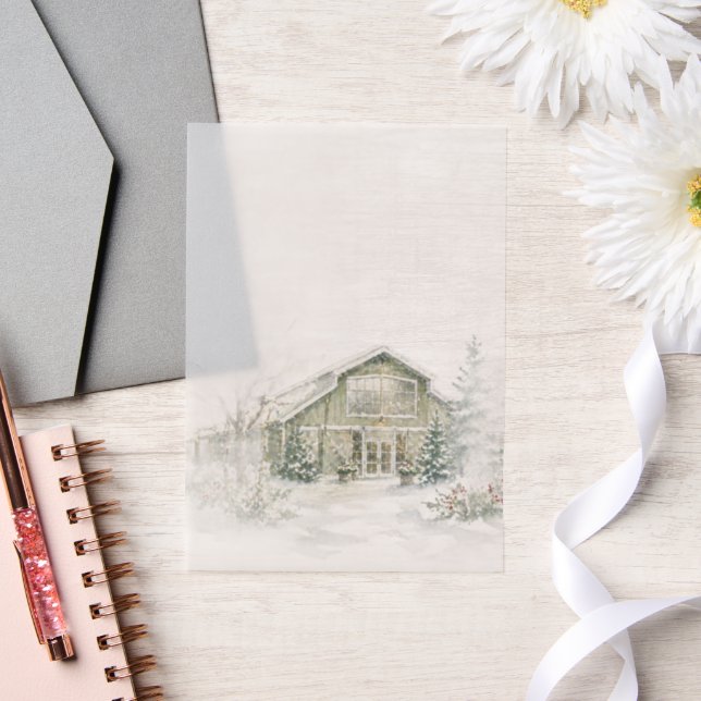 Watercolor Venue Artwork Vellum Overlay Invitations (Wedding)