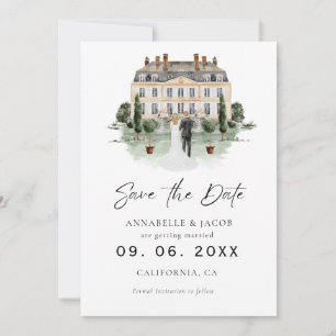 Watercolor Venue Wedding Save the Date 