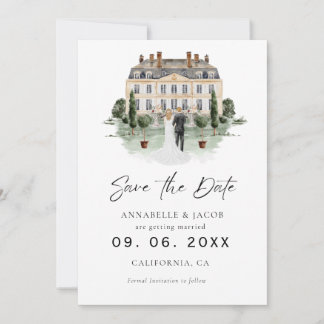 Watercolor Venue Wedding Save the Date
