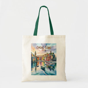 Watercolor Vernazza Cinque Terre Italy Colorful Tote Bag
