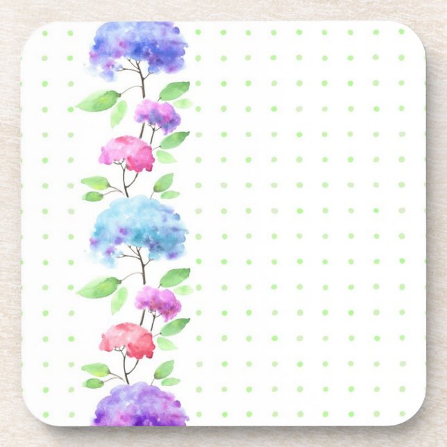 Watercolor vertical seamless pattern border coaster (Front)