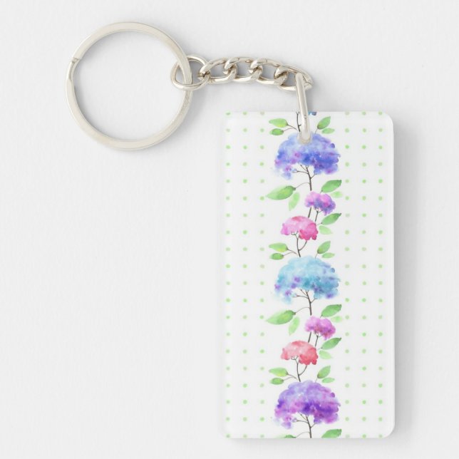 Watercolor vertical seamless pattern border key ring (Front)