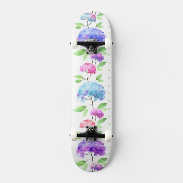 Watercolor vertical seamless pattern border skateboard (Front)